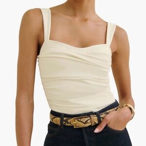Reformation Trish Ruched Tank - Cream Women's Top NWT